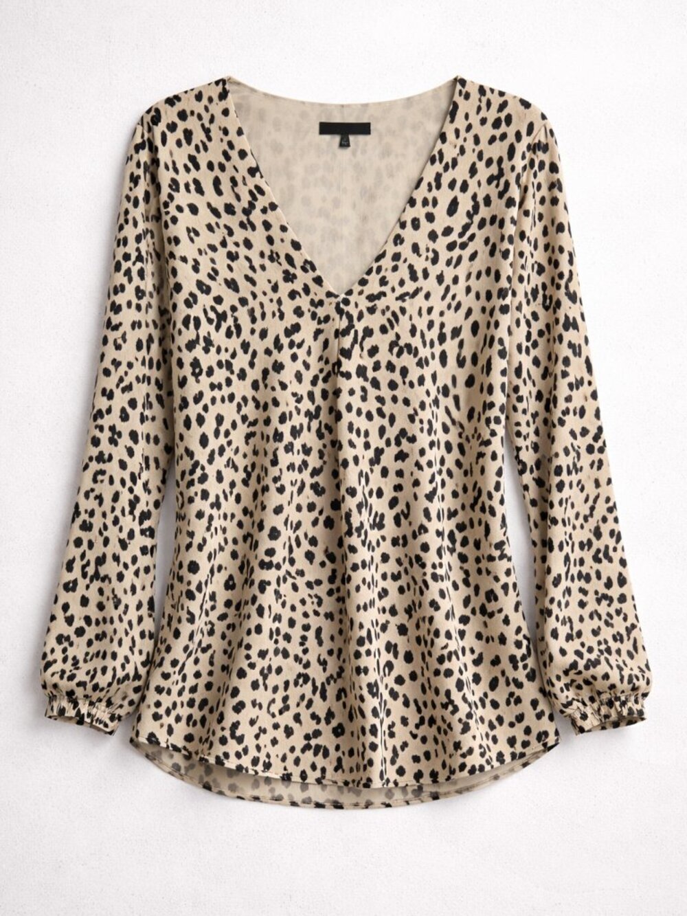 Premise Women's Leopard Print Long Sleeve V-Neck Blouse Size Large